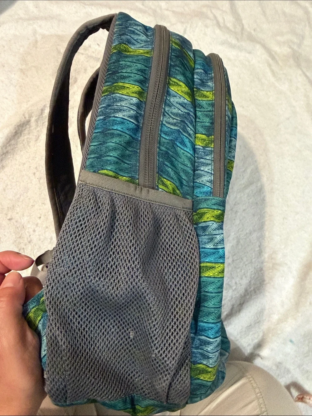 *Vintage* L.L. Bean Teal and Green Striped Backpack